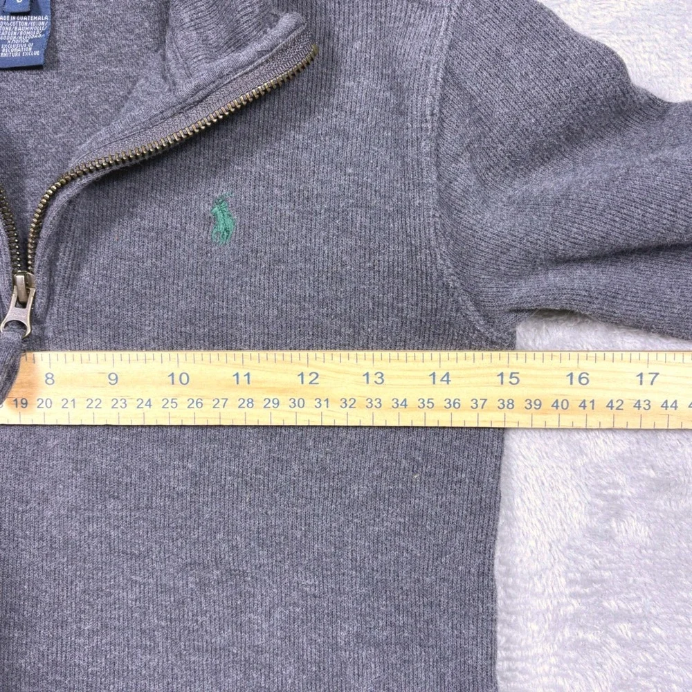 VTG Polo Ralph Lauren Gray Quarter Zip Long Sleeve Pullover Sweater‎ Boys Size 6
